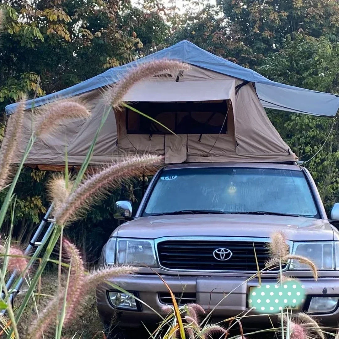 

Canvas Roof Top Tent for Sleeping on Car Top 2 People on Roof Rack New Design Tray Tent Water Proof Trailer Tent