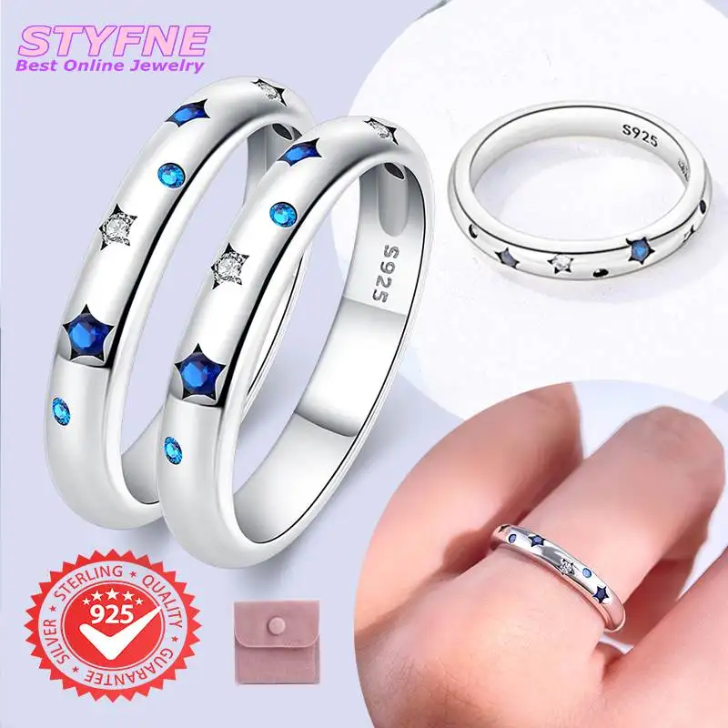 Women 925 Sterling Silver Mobius Star Zircon Eternal Rings Jewelry Anniversary Birthday Fashion Gifts for Mother Wife Girls