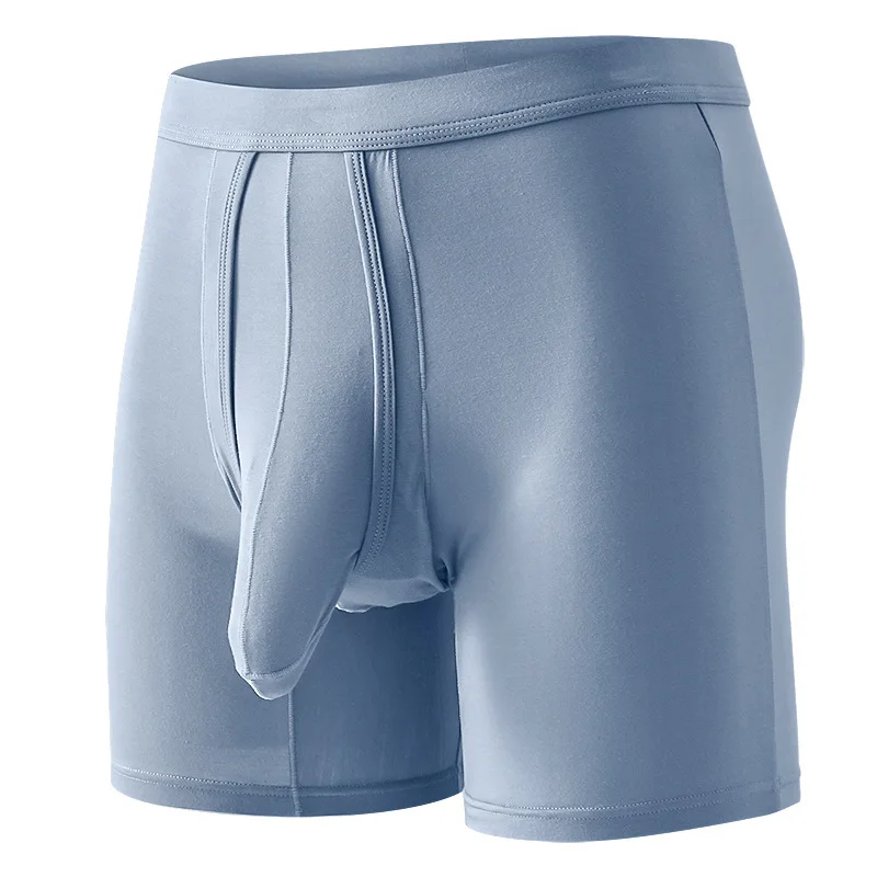 Men Long Leg Boxer Brief with Ball Pouch Anti Chafe Sports Underwear Breathable Comfortable Modal Shorts Male Fashion Underpants