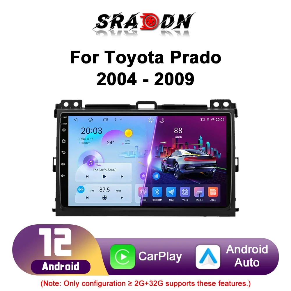 For Toyota Land Cruiser Prado 120 2004-2009 Car Radio Android Automotive Multimedia Player Navigation GPS Carplay Auto Screen