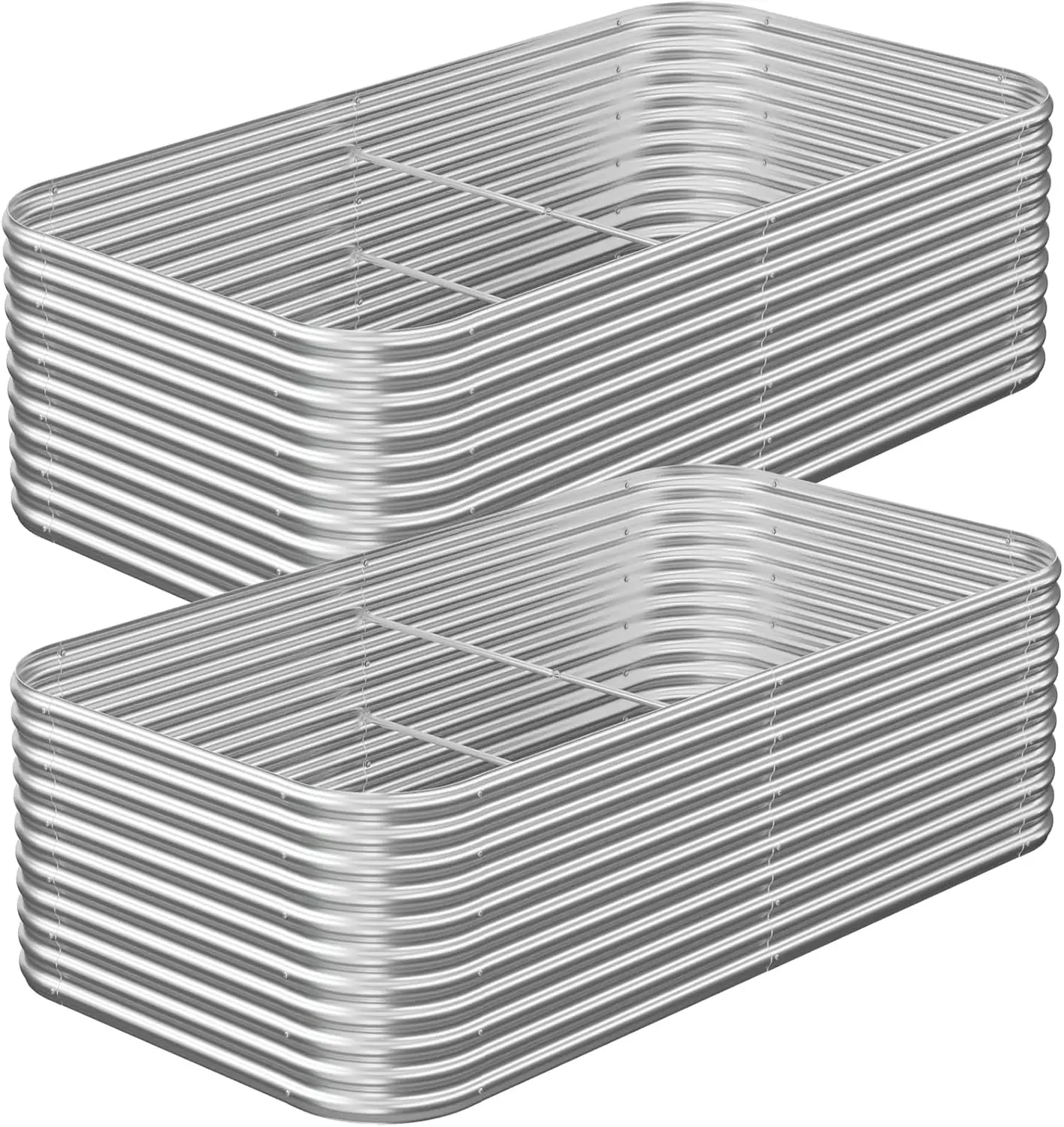 

8x4ft Galvanized Metal Raised Garden Bed 2 Pack for Vegetables, Flowers