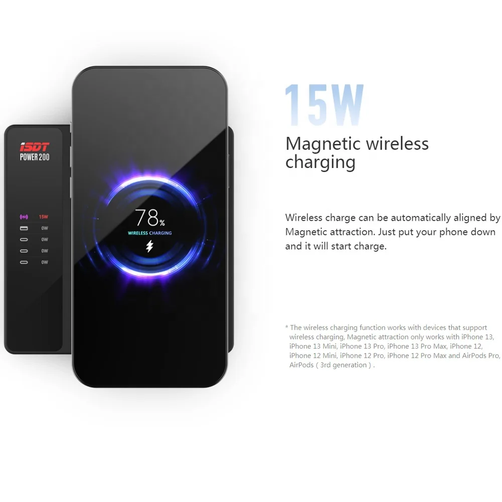 Настольное быстрое зарядное устройство ISDT POWER 200 Вт, сверхвысокая мощность, многофункциональный протокол быстрой зарядки, подключение через приложение, независимый канал