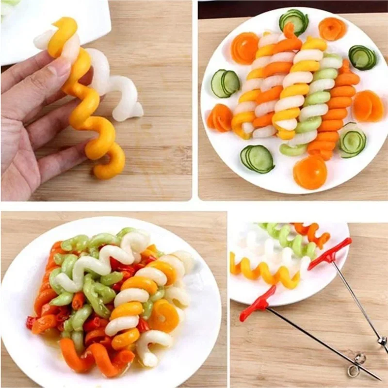 Potato Carrot Cucumber Spiral Vegetable Cutter Slicer Manual Roller French Fry Cutter Making Twist Shredder Grater Kitchen Tools