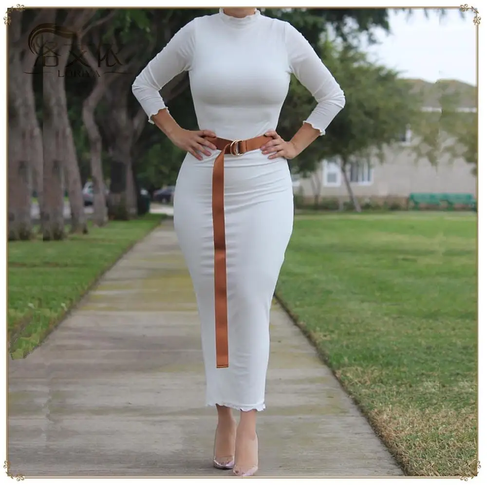 

Эластичная длинная юбка для женщин, модная, облегающая, базовый слой, большие размеры, с дизайном «деревянные ушки», осенняя коллекция, производство Китай