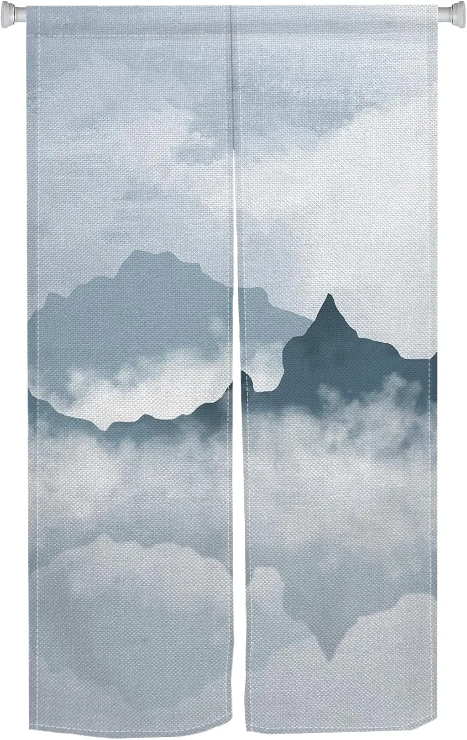 Mountain Landscape Pattern Door Curtain Hanging Privacy Screen For Home Bedroom Window Decoration Room Divider Soft Hanging