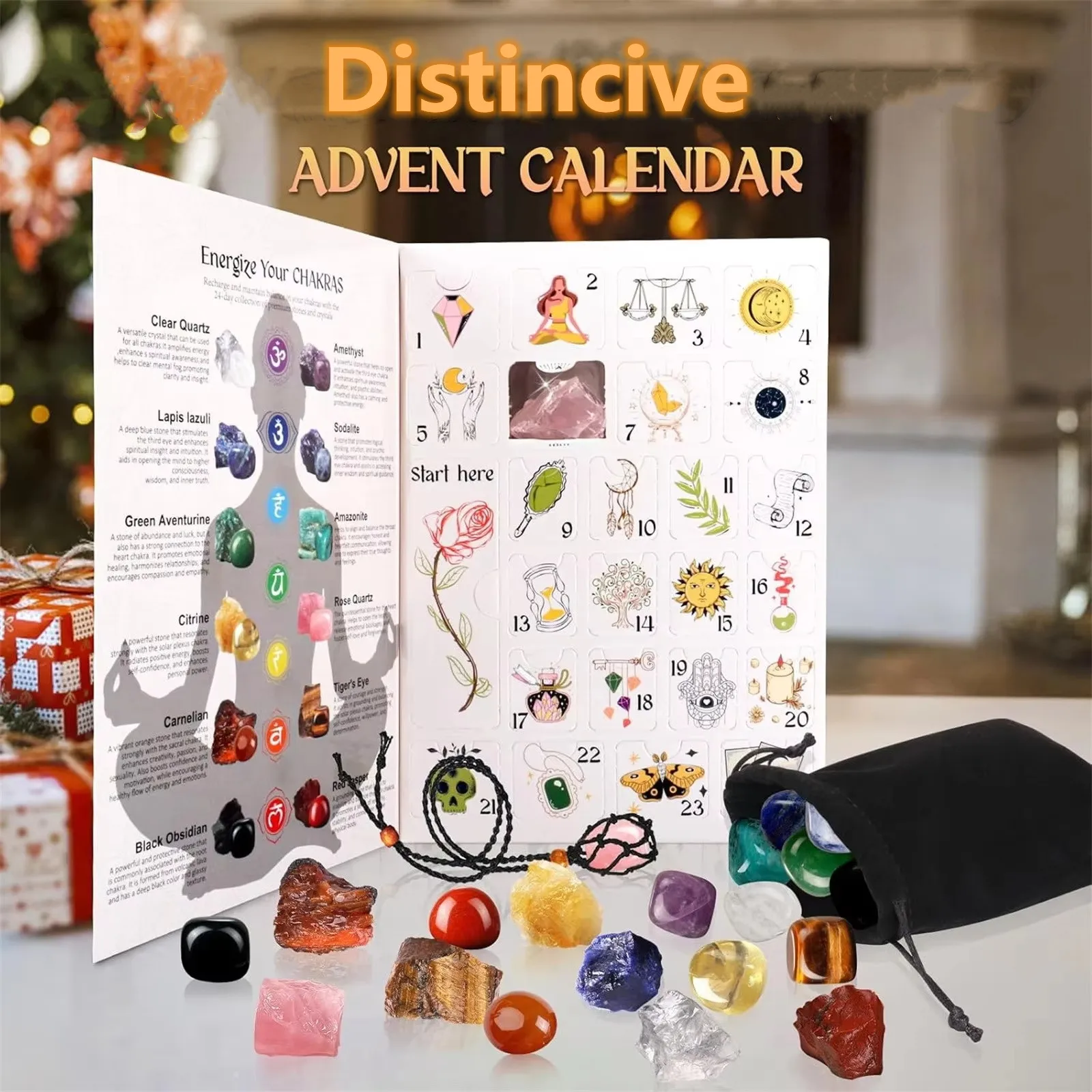 Christmas Advent Calendar Children's Crystal Christmas Countdown Calendar Children Stars Cross Pillar Gemstone Distincive Gifts