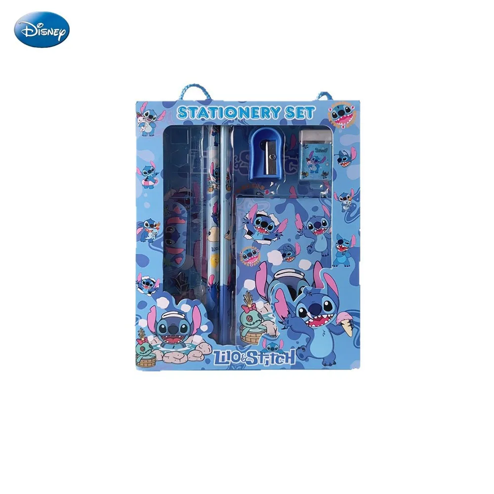 

Набор из 6 предметов, набор канцелярских принадлежностей Disney Stitch, студенческий с точилкой для карандашей, ластиком, линейкой для блокнота