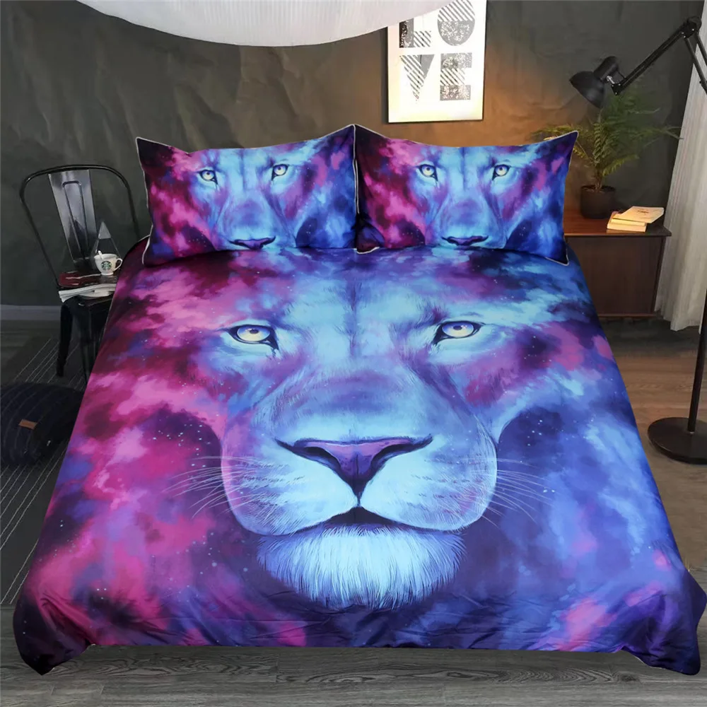 3d Twilight Lion Duvet Cover Set King Queen Double Full Twin Single Size Bed Linen Set