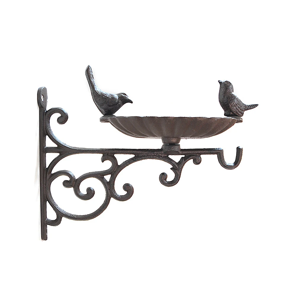 Birds Bath/Feeder Cast with Wall Bracket Cast Iron Mounted Heavy Duty Metal Plate Outdoor Garden Hanging Plate Decor Hook Rack