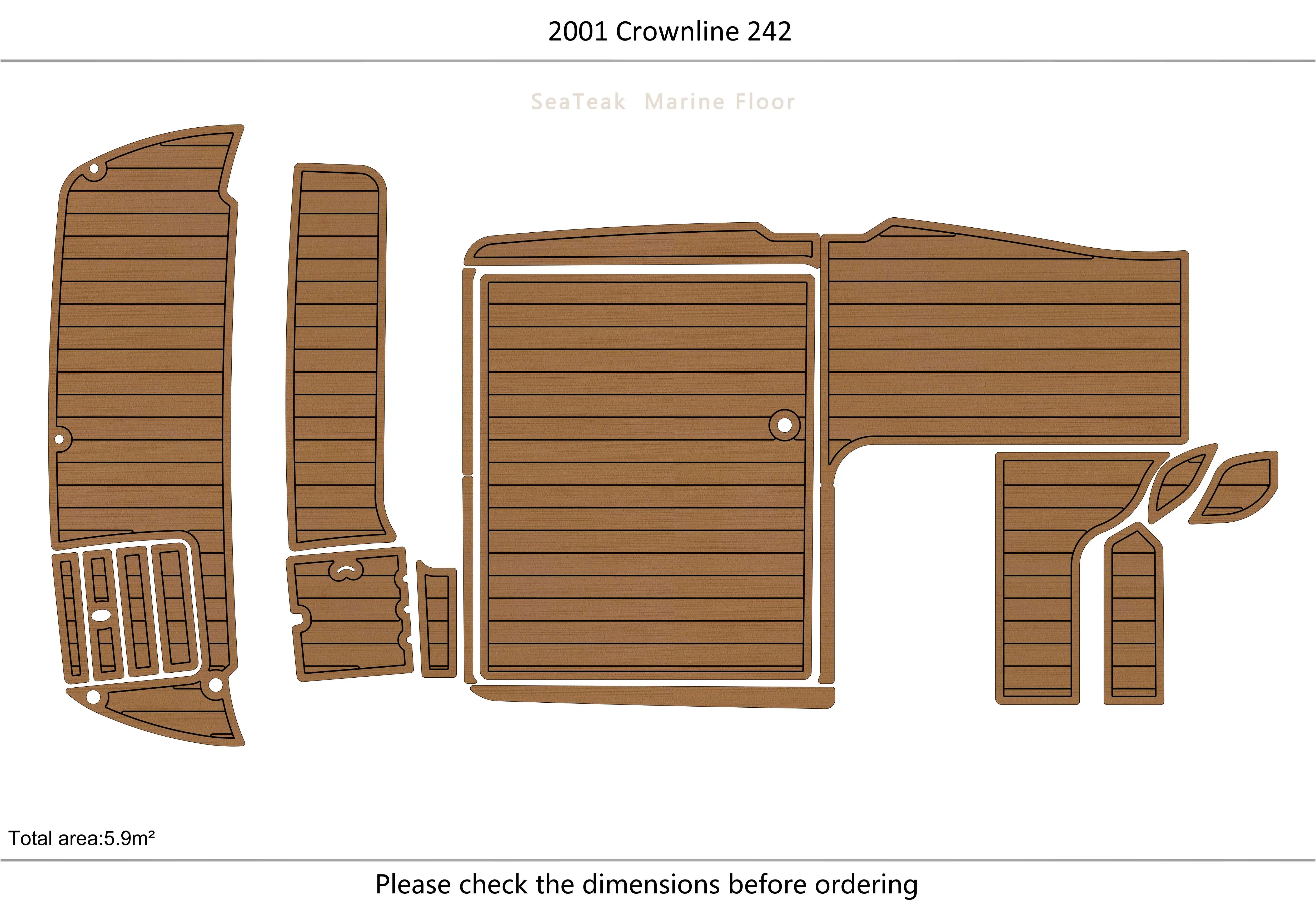 

2001 Crownline 242 Cockpit Swimming platform1/4" 6mm EVA fAUX carpet Water Ski Yacht Fishing Boat Non-slip mat floor