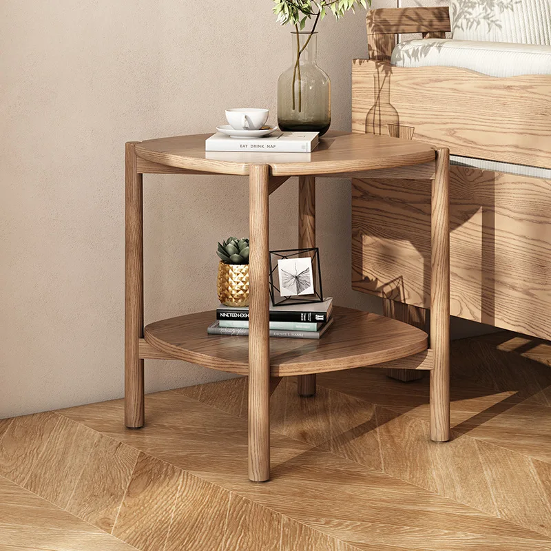All solid wood small coffee table, a few corners on the sofa, a small apartment for household use, Nordic ash wood removable