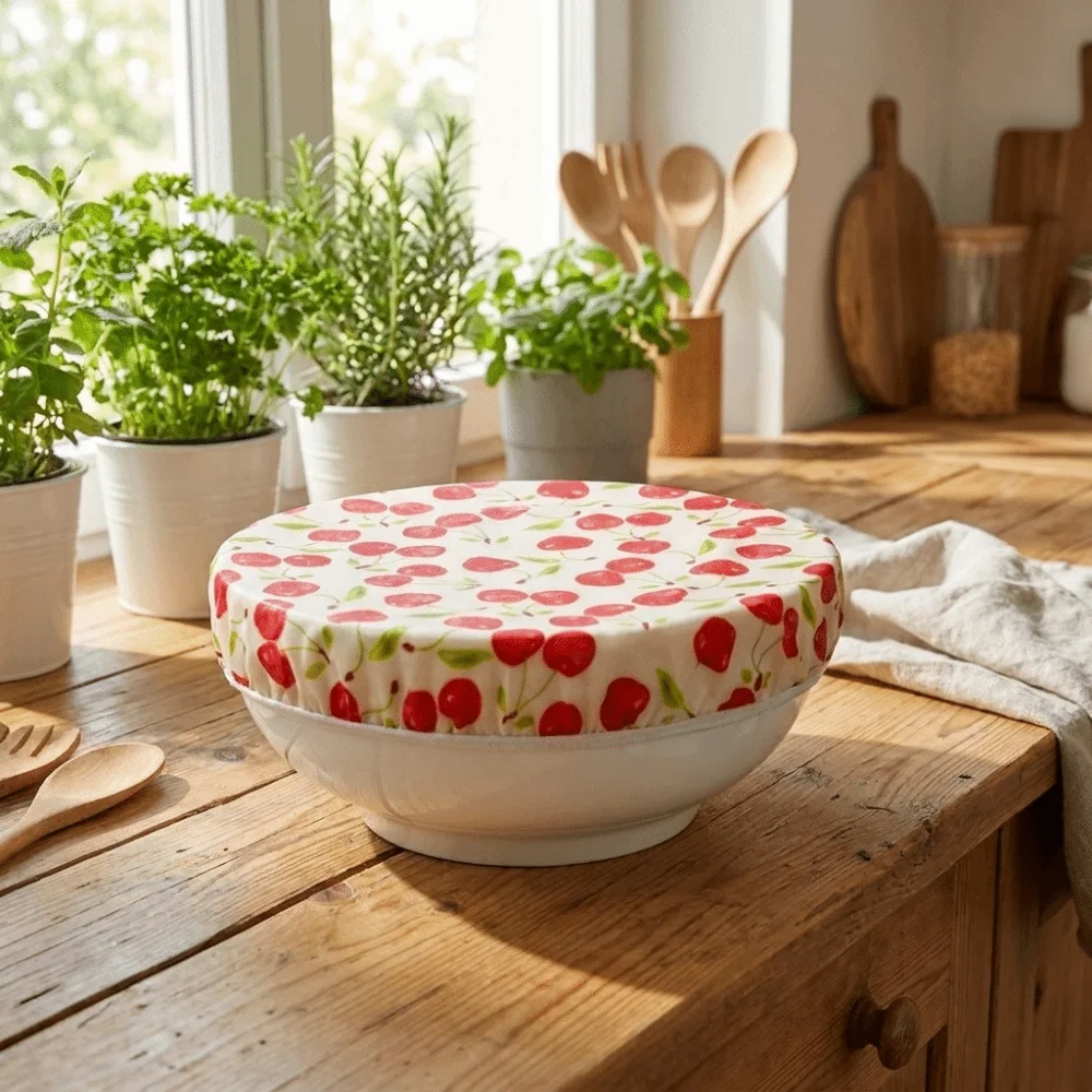 Anti Dust Beeswax Cloth Bowl Cover Elastic Edge Washable Cotton Bowl Cover Prevent Flies Random Style Cup Lids Soup Pot