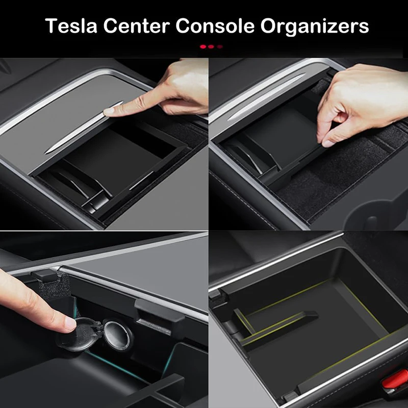 Storage Box for Tesla Model Y 2021-2024 Accessories Center Console Trays for Tesla Model 3 Highland 2024 Hidden Box Webcam Cover