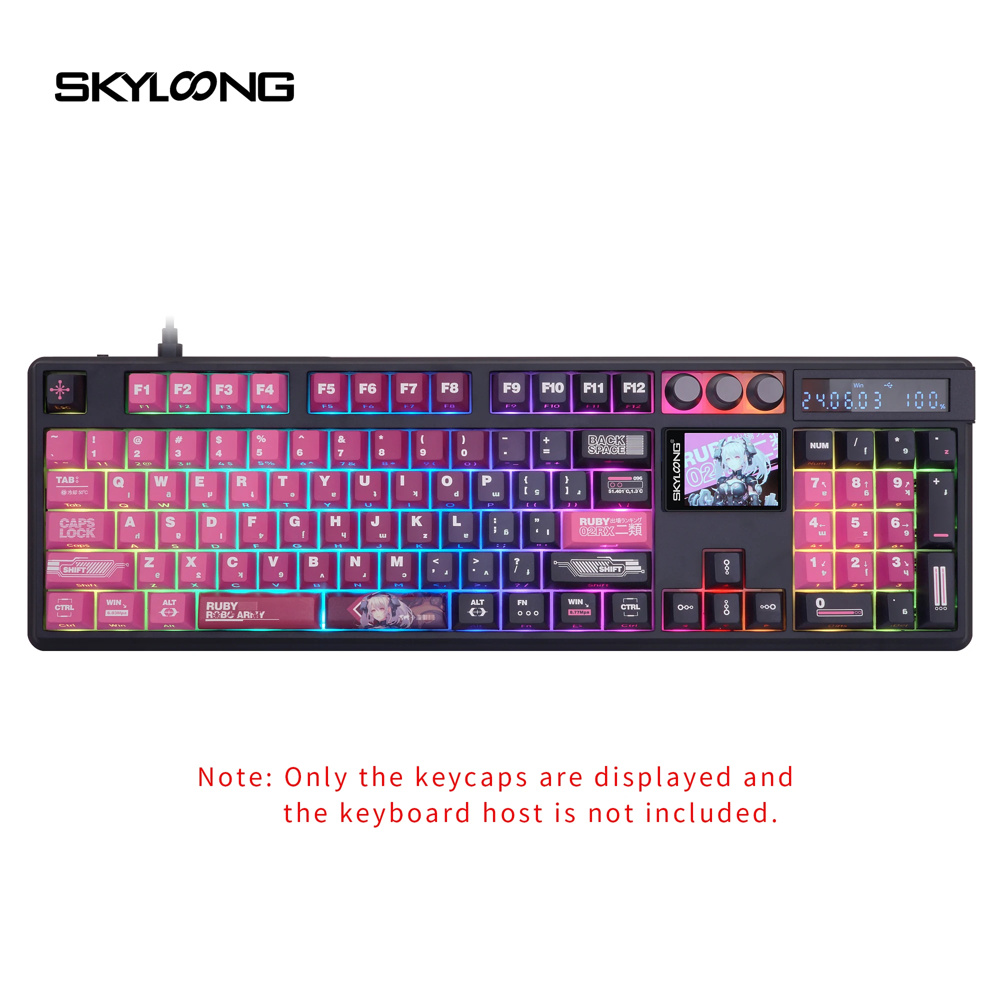 Imagem -04 - Skyloong Teclas com Gravação Lateral Perfil Cereja Pbt Tiro Duplo 127 Peças Série Quntum Mech para Teclado de Jogos