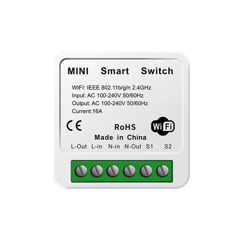 

-ABAB Tuya 16A MINI Wifi Switch DIY 1-Way Remote Control Timer Relay Automation For Smart Life Work