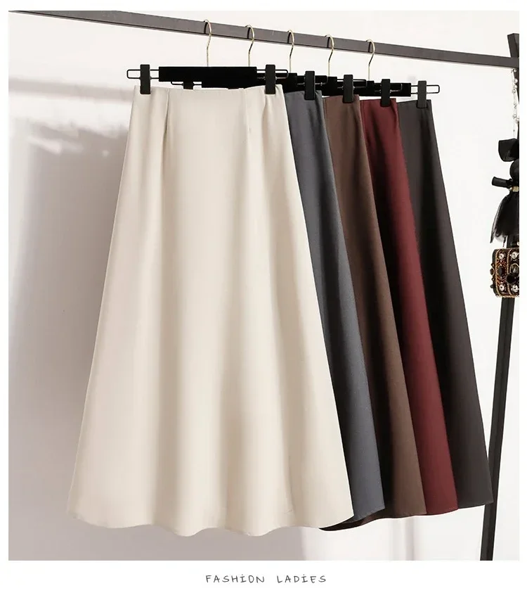 Koreanischer Stil, einfarbig, hohe Taille, elastischer Bund, Damen-A-Linien-Röcke, Alltagskleidung, Frühjahr/Herbst 2026, neu, elegant, vielseitig. – Detail 1