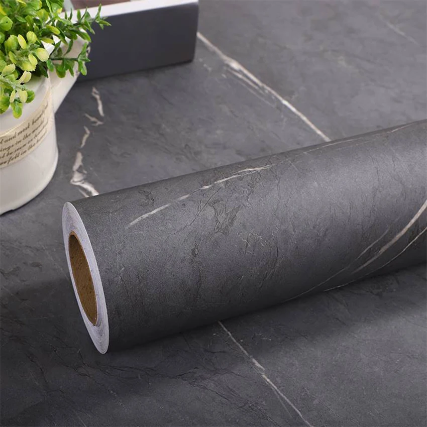 

Thick Ancient Grey Matte Marble Waterproof Wall Stickers Self Adhesive Kitchen Cabinet Tabletop High Temperature Slate Wallpaper