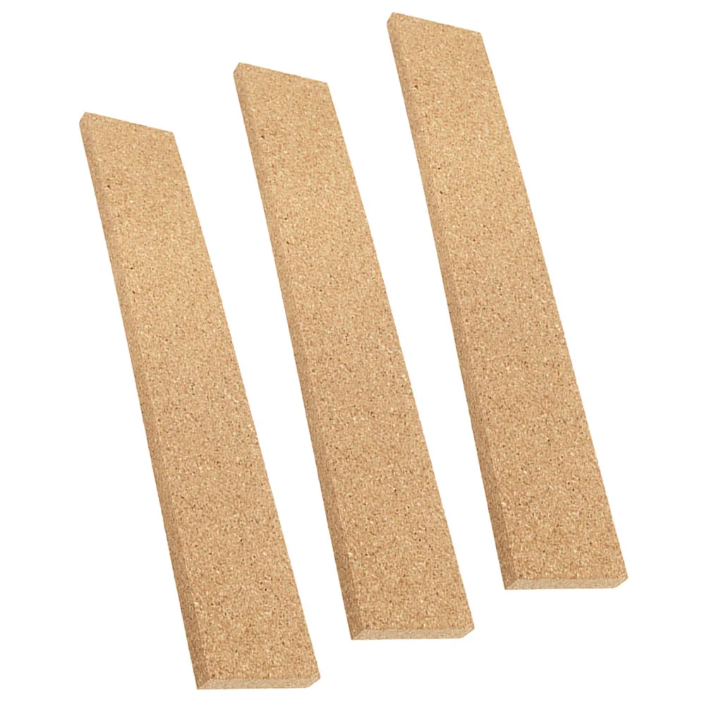 3 Pcs Cork Strips Bulletin Bar Memo Board Natural Frameless Office Accessory Announcement