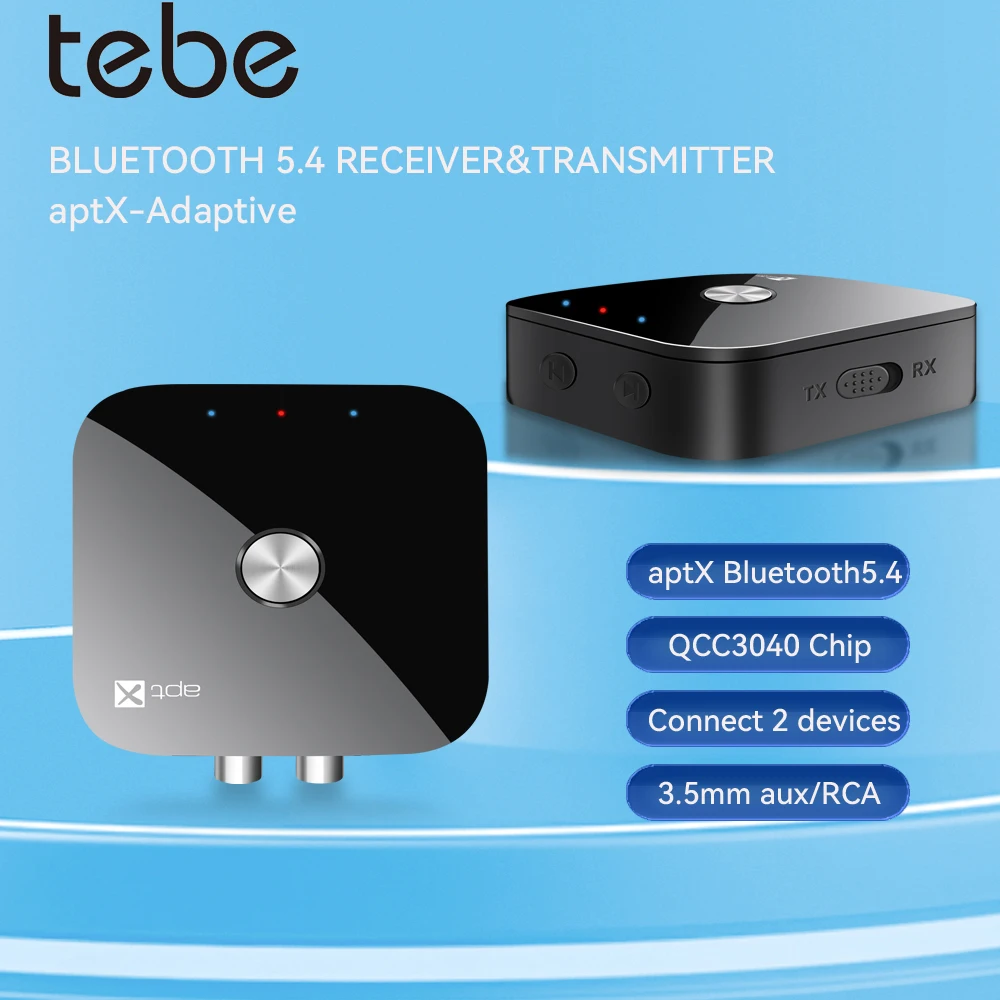 Tebe aptX/aptX-Adaptive Bluetooth 5.4 odbiornik audio nadajnik R/L 3.5mm bezprzewodowy adapter muzyczny Aux do telewizora słuchawki samochodowe