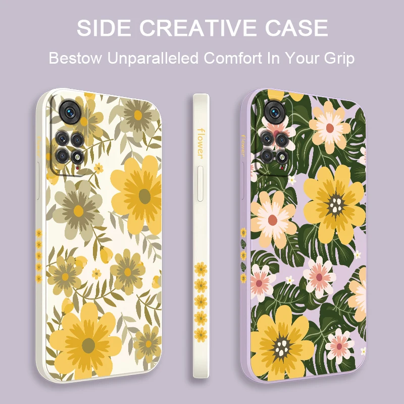 حافظة لهاتف شاومي ريدمي نوت 11T 11S 13 5G 14 Pro Plus 12S 10 Pro 10S 9S 9 غطاء مطبوع عليه زهور من السيليكون غير اللامع