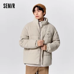 Semir Cotton Clothing Men 2024 New Winter Warm Corduroy Fashion Trendy Daily Loose Coat