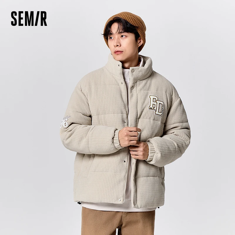 Semir Cotton Clothing Men 2024 New Winter Warm Corduroy Fashion Trendy Daily Loose Coat