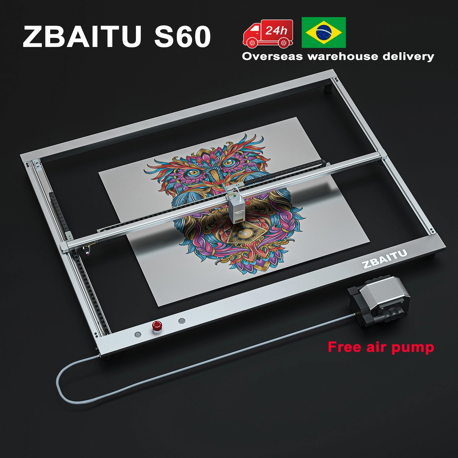 ZBAITU S60 80x60cm taglierina per incisore per legno 160W macchina Laser effetto Co2, strumento per lavorazione del legno da taglio per incisione