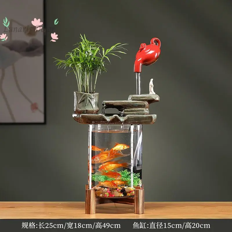 Ornament Zen living room office desktop fish tank home decoration Shengcai opening gift
