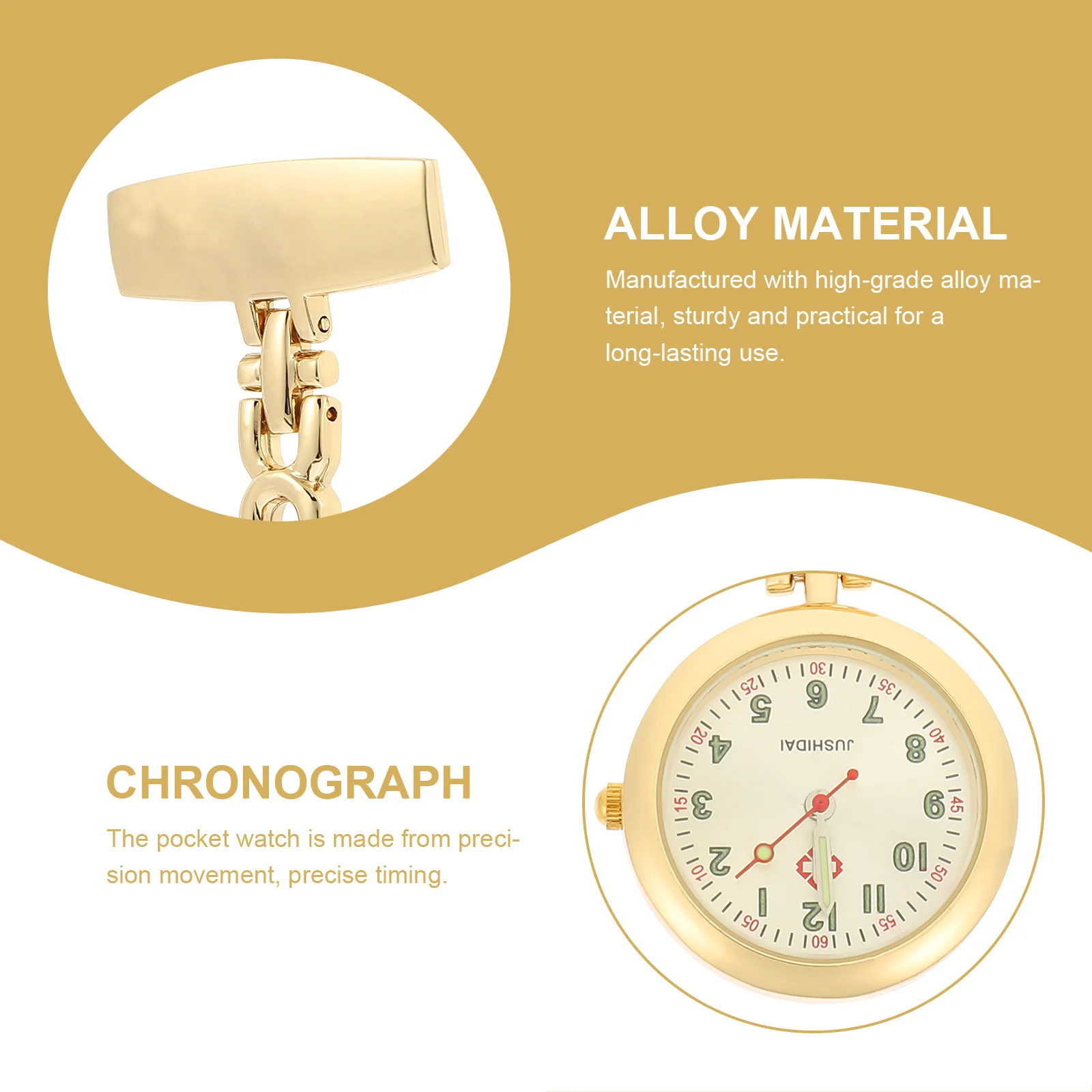 Nurse Glow in The Dark Pocket Watch Luminous Alloy Hanging Chest Clip on Watch Accurate Practical Gift Nurse Watches for Women