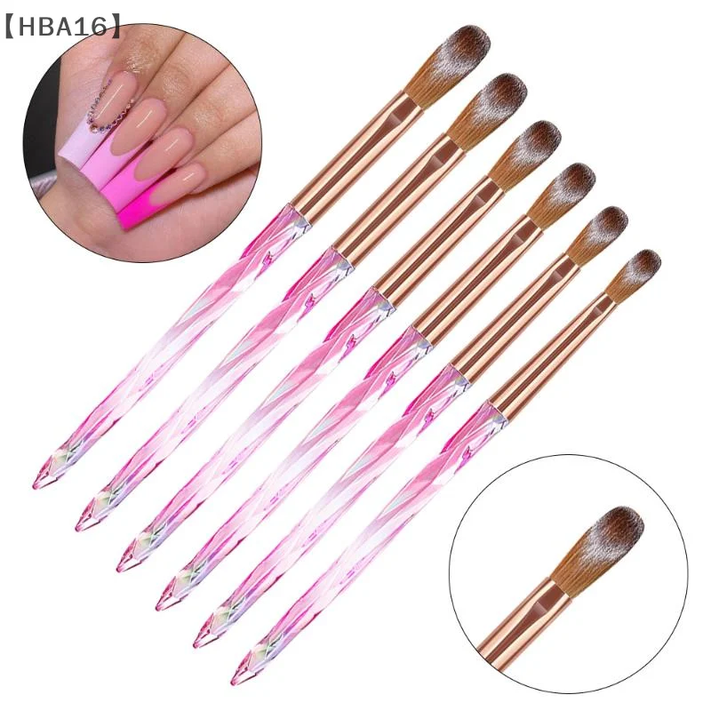 〔HBA16〕6 Pcs Acrylic Nail Brush Set, Professional Nail Brushes Acrylic Powder Nail Extension And 3D Nail Carving
