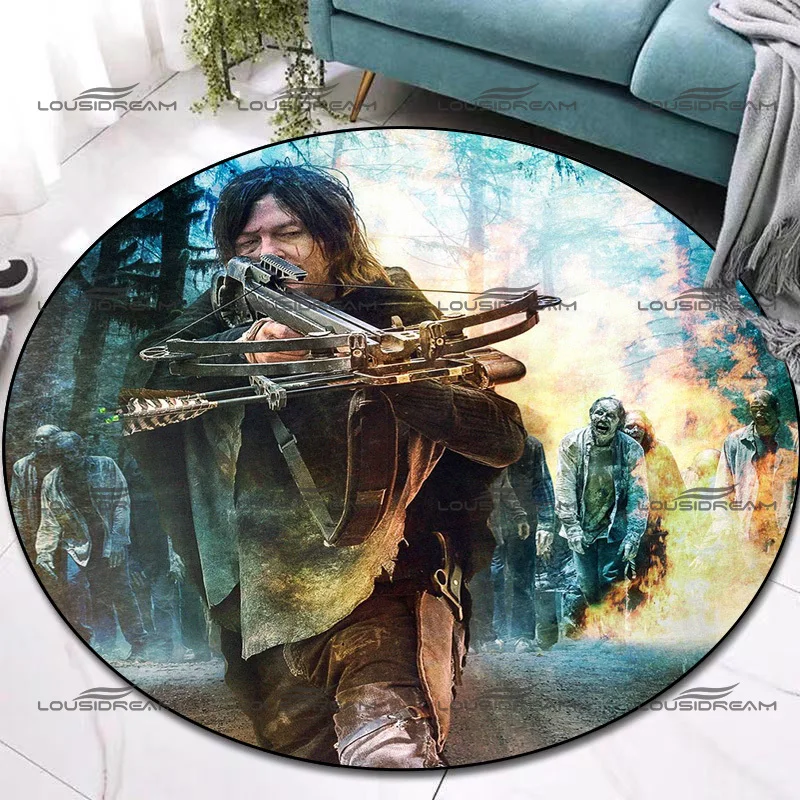 Round Popular American TV Series Carpet The Walking Dead Daryl Dixon Pattern Series Rugs Indoor Home Decor Mats Seat Sofa Mats