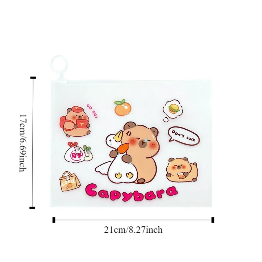 Transparent Capybara File Bag New Light PVC Zip File Bag Large Opening Portable School Supplies Student