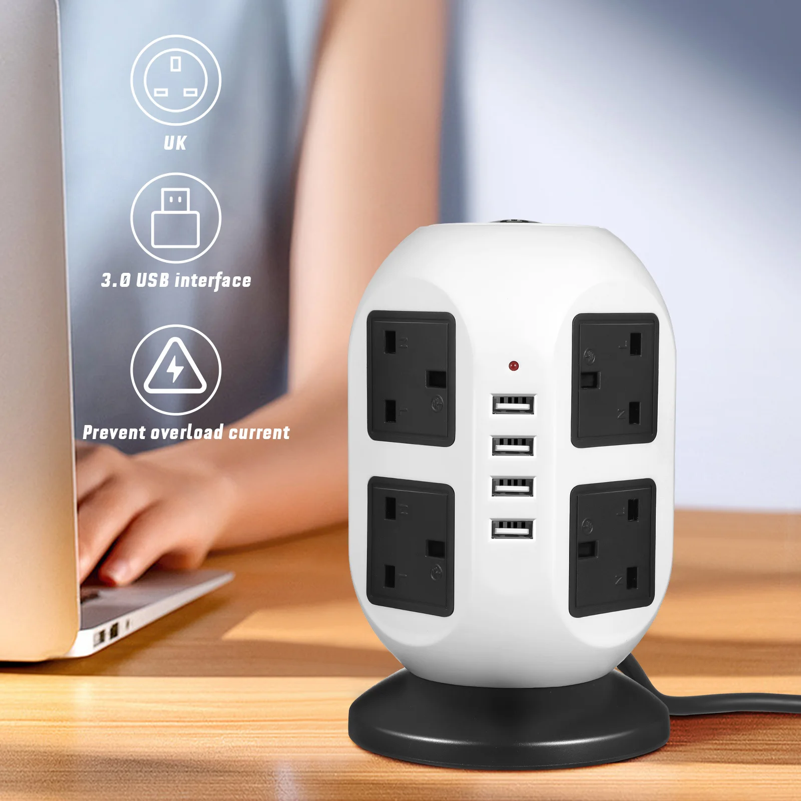 

Multi Plug Power Strip Extension Socket Surge Protector USB Charging Ports Uk Plug Vertical Power Extension for Home Office