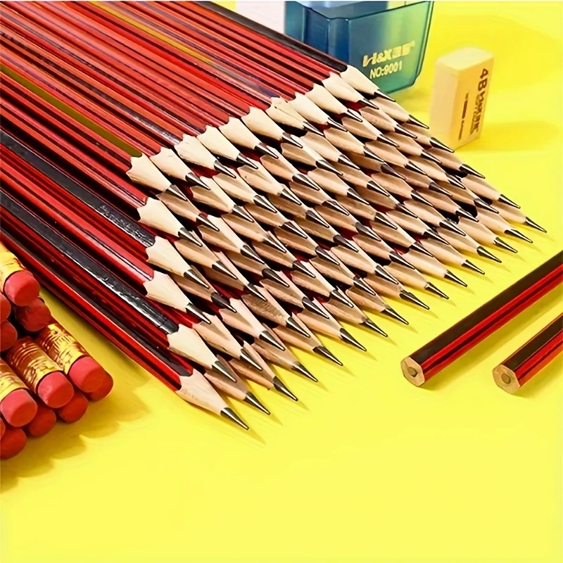 9 Stück/25 Stück. Hergestellt aus hochwertigem Pappelholz. Bleistift mit Radiergummi, geeignet zum Schreiben, für Schülermalerei, Skizzieren und Malen, Sc.