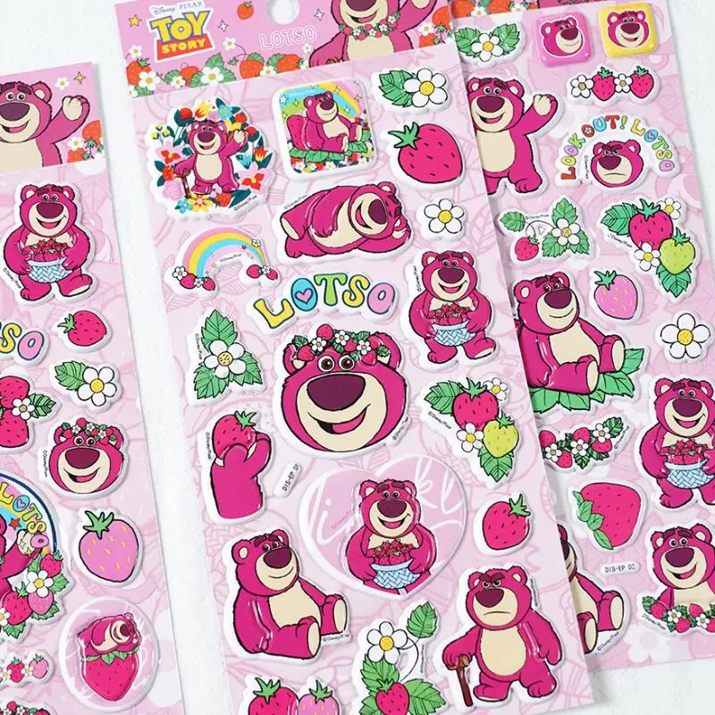 Kawaii disney lotes-o '-huggin urso 3d adesivos criativos dos desenhos animados estudante recompensa adesivo caso de telefone decoração presente de aniversário da menina