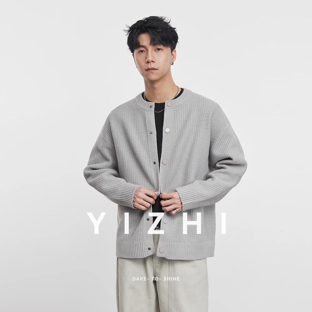 Men's Knitted Cardigan Jacket 2025 Spring and Autumn New Style Solid Color Casual Loose Baseball Jacket Fashion Men's Tops