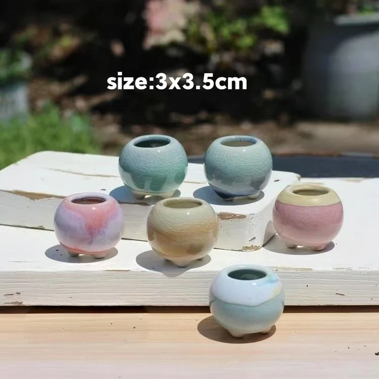 6Pcs Mini Flowerpot Succulents Small Succulent Plant Ceramics Flower Pots Home Mini Garden Bonsai Potted Planting color random - view 5