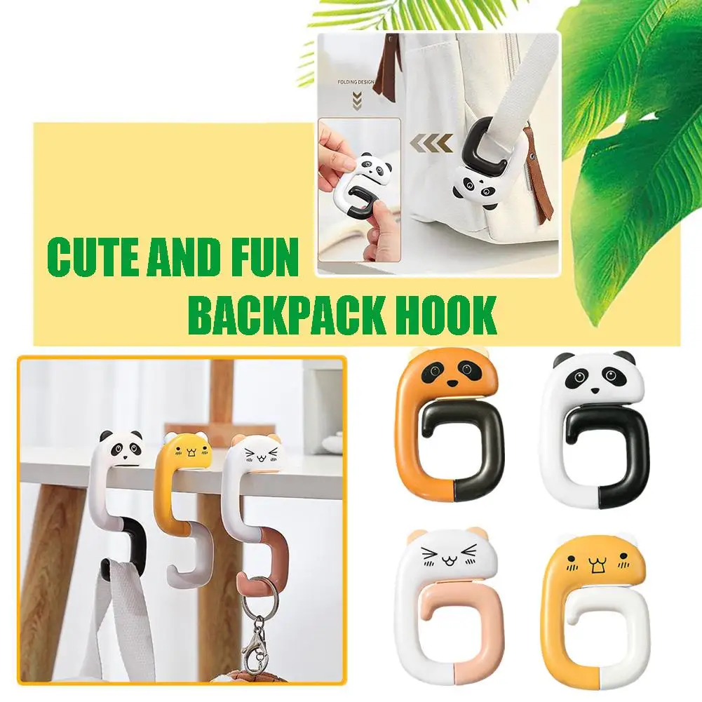 1pc Cute Cartoon Animals Hook Table Side Bag Rack supporti pieghevoli borsa Hanger borsa laterale gancio da ufficio gancio da scrivania gancio da tavolo H8H1