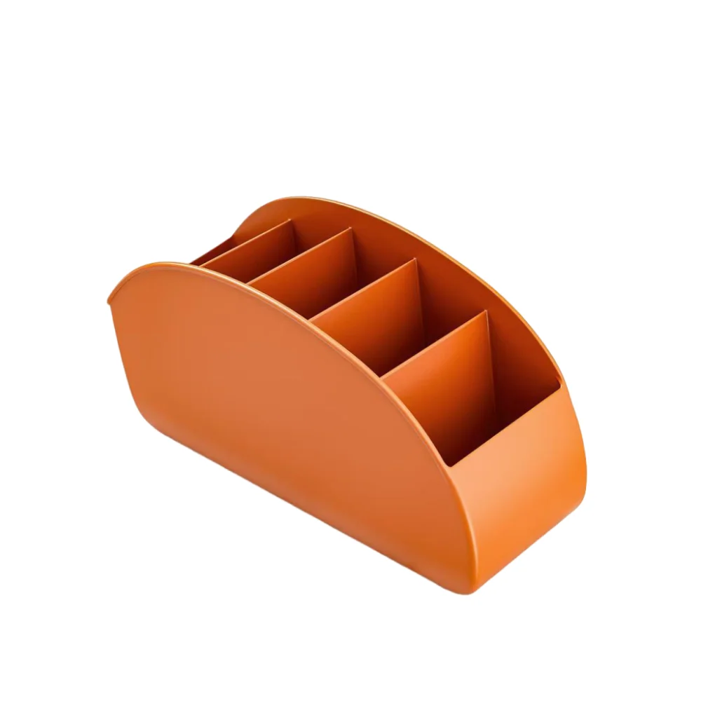 

5 Compartments Remote Control Holder Multifunctional Simple Cosmetics Storage Rack Solid Color Space-Saving