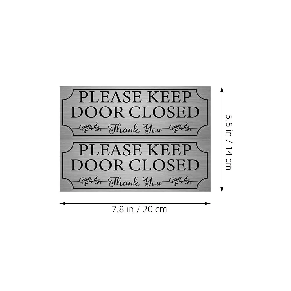 

2Pcs Keep Door Closed Sign Sticker PVC Waterproof Adhesive Reminder for Bathroom Storage Room Restroom Office
