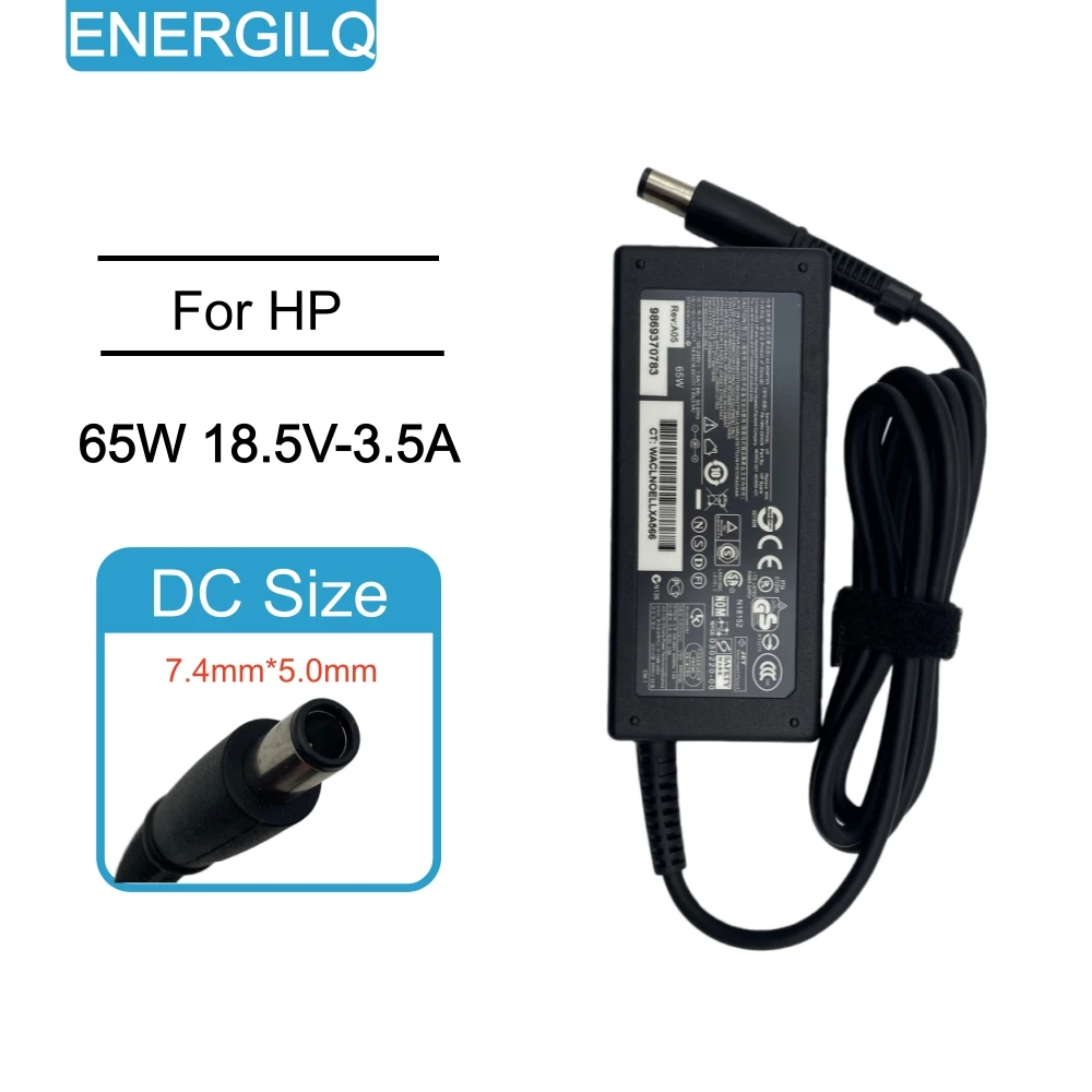 Adaptador Carregador de Laptop 65W 18.5V 3.5A 7.4*5.0mm para HP DV4 DV5 DV6 DV7 Série 2000 608425-001 609939-001 Fonte de Alimentação