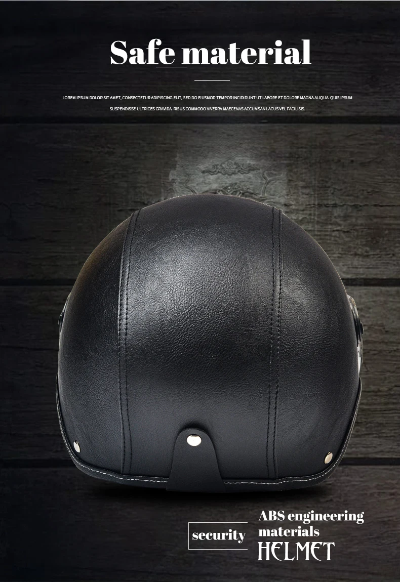 Ad Retro Motorrad helme mit Harley Visier Leder helm für Mann Elektromotor rad Vintage geschützte Motors icherheits kappe – Detail 10