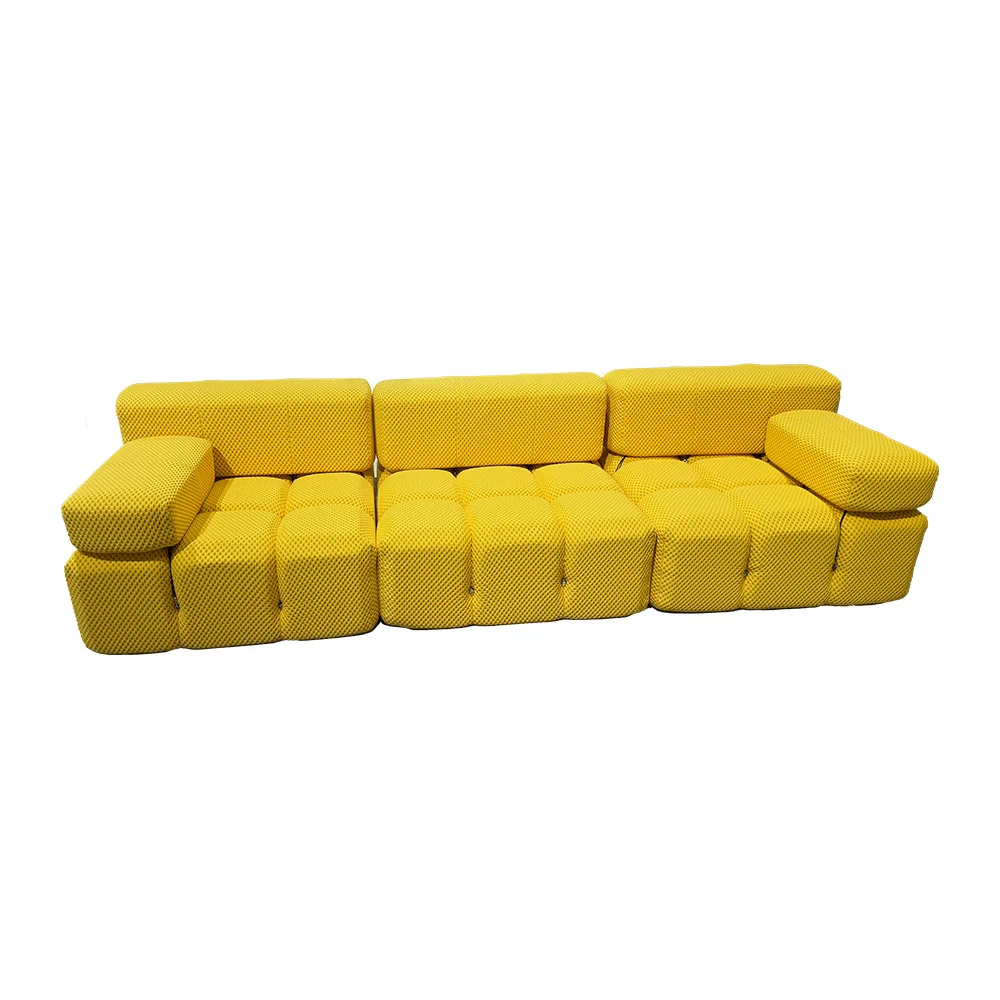 ud-Luxury Mario Cream Velvet Modular Sofa Set Minimalist Designer Style Sponge Sheep Cake Shaped Living Room Combination Sofa-