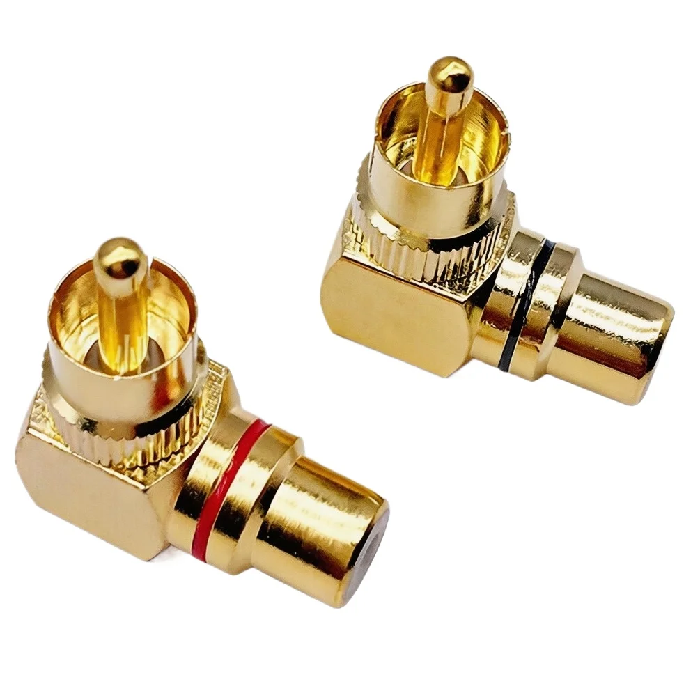2 PCS Gold-Plated Right Angle RCA Adapters 90-Degree RCA Plug Connectors for Tight Spaces Audio/Video Extension Durable