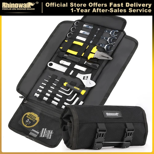 Rhinowalk-Bolsa de rollo de herramientas para motocicleta, alforjas de Motor portátiles, bolsa de almacenamiento de herramientas laterales, herramienta de trabajo de reparación de viaje al aire libre