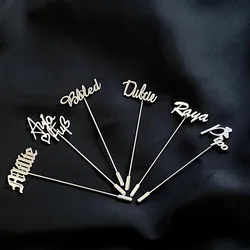 Personalized Men Lapel Pin Custom Name Brooch Collar Badge Stainless Steel Jewelry Dad Gift Wedding Groomsmen Suit Accessories