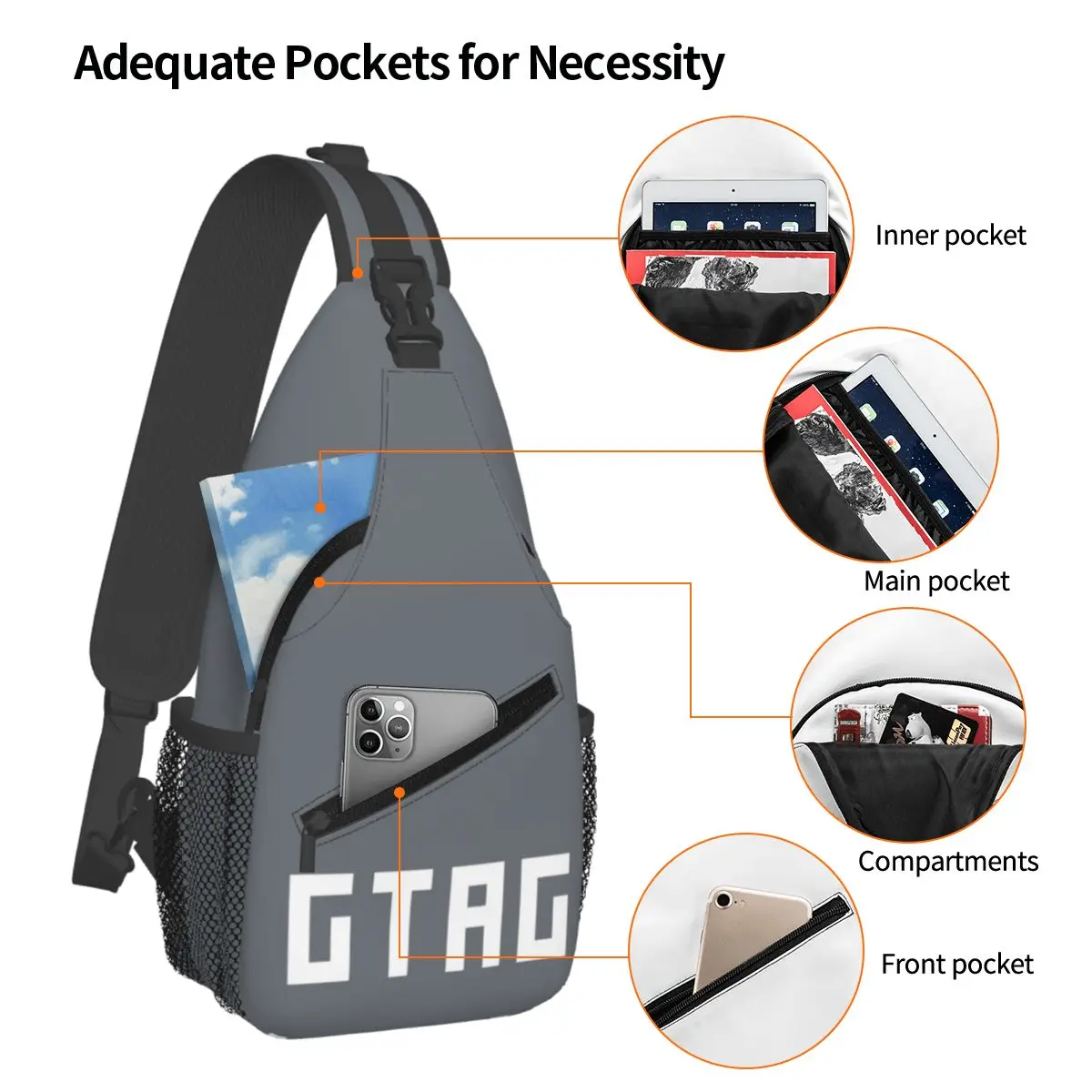 Unofficial Gorilla Tag "GTAG" Logo Merch Chest Bag Men Sling Crossbody Backpack Chest Bag Traveling Hiking Daypack Shoulder Bag