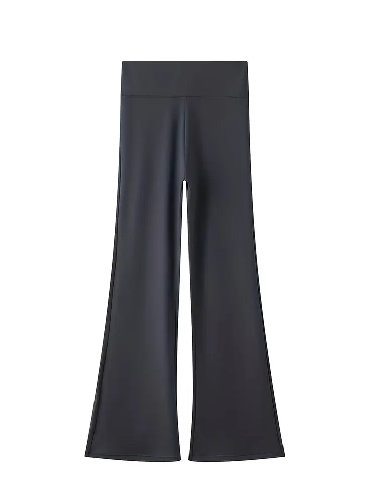 

Women's High Waist Elastic Yoga Flare Pants Tummy Control Wide Leg Gray Sports Trousers Four Seasons Comfort Anti Slip Leggings