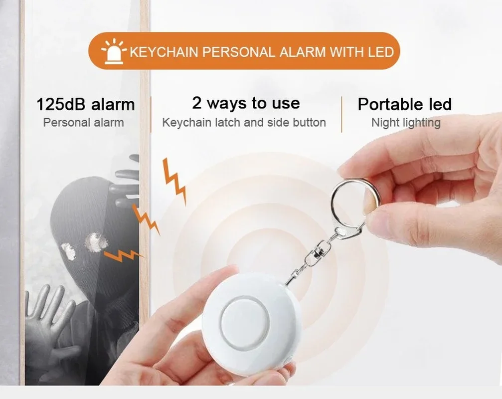 130 dB Safesound Personal Security Alarm Keychain with LED Lights Mini Self Defense Electronic Device for Women Girls Kids