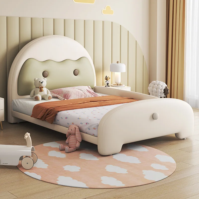 Cute little dinosaur boy modern slide bed solid wood frame princess leather modern Jane